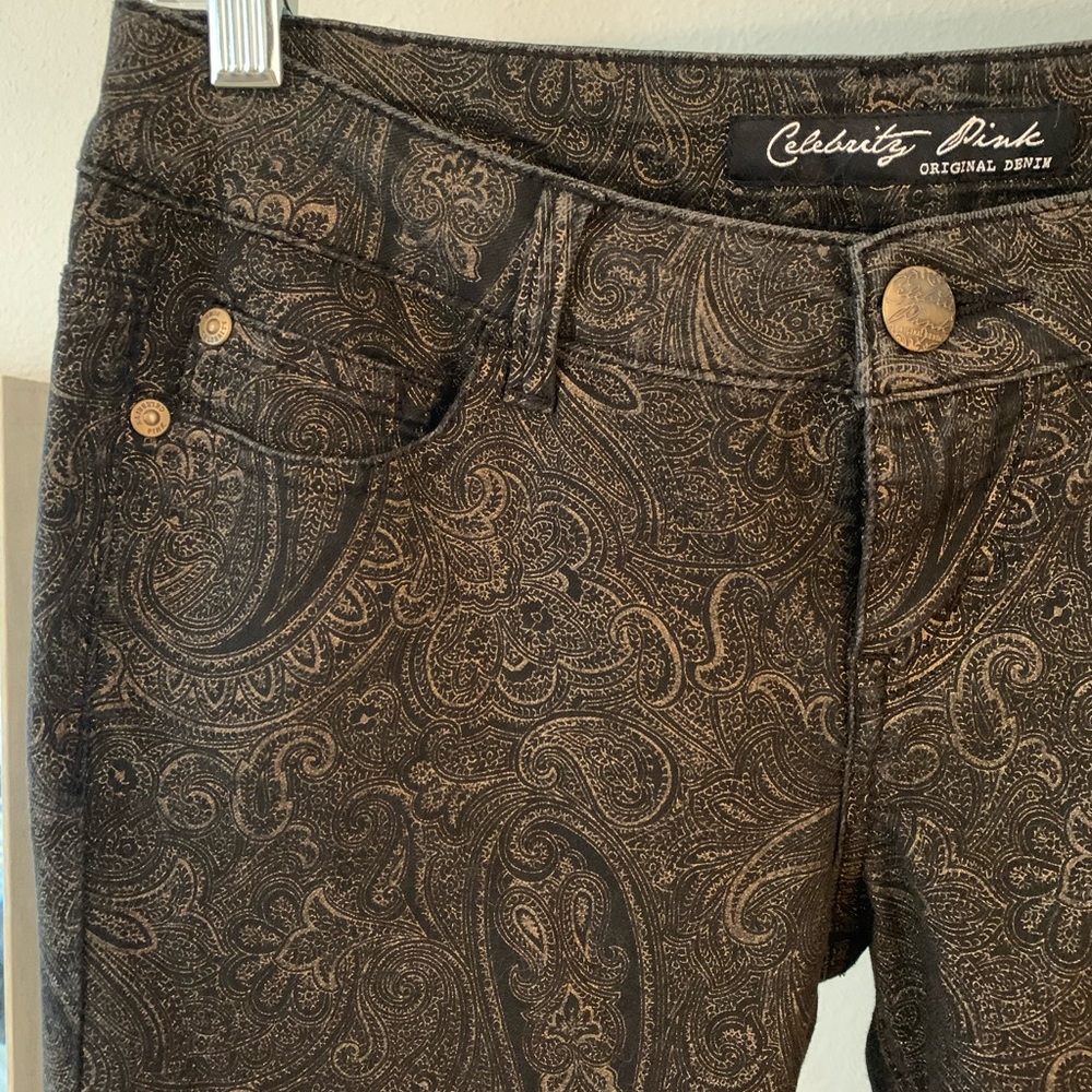 Black Jegging with Gold Paisley Print